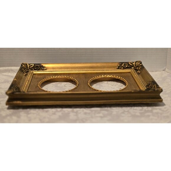 Vintage Gold Ornate Carved Wood Double (2) Oval Picture Photo Frame Oval  13" x - Picture 3 of 4